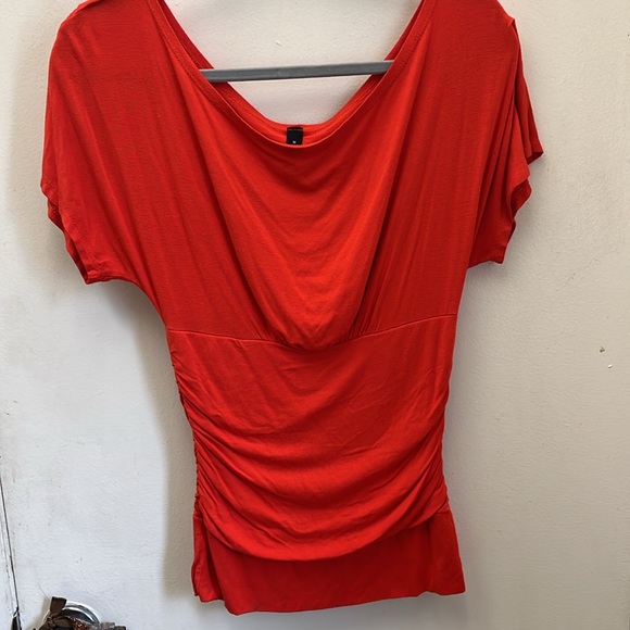 Ing Red Draped Short Sleeve Blouse - Picture 2 of 13